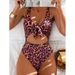 2026 New Leopard Print Exposed Navel One-piece Swimsuit Women Slim Beach Bikini Hot Spring Swimsuit_ecoleips.com