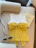 Retro Color-Block Bowknot Tank With Chest Pads, Slim Fit For Spring And Summer, Niche Sexy Pure Desire Knit Tube Top_ecoleips.com