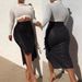 Cross-border Foreign Trade European And American Leather Women's Clothing Bestsellers, Slit Slim-fit Mid-length_ecoleips.com