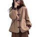 girl Bargain~ Lightweight Cotton-Padded Jacket For Women, Short Casual Color-Block Button Thickened Coat, Warm Cotton Top_ecoleips.com
