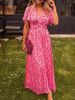Summer Women's Floral Print Casual Dress Fashion V Neck Short Sleeve Elegant Office Female Beach Party Maxi Dresses Robe Femme_ecoleips.com