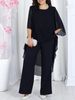 Aria Basics 2025 European And American Cross-border Clothing Loose Casual Solid Color Women's Chiffon Top 2-piece Set_ecoleips.com