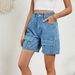Women's Clothing Summer Washed Elastic Waist Workwear Casual Denim Shorts_ecoleips.com