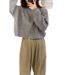 Wholesale Women's Short Coat With Collar And Double Zipper, Autumn Solid Color Loose Knit Cardigan Sweater_ecoleips.com