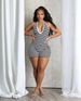 K Women's New Striped Printed Hanging Neck And Backless Sexy Jumpsuit Shorts_ecoleips.com