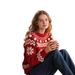 Festive Knit Christmas Sweater For Women – Soft Pullover With Faux Fur Details (XS-XL, Classic Red)_ecoleips.com
