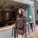 girl 251014-148 Internet Celebrity Same Style/ Color-Block English Jacquard Hooded Loose Pullover Sweater_ecoleips.com