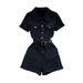 Summer Women's Premium Selection K Style Collared Denim Jumpsuit 2025 Short Sleeved Single Breasted Wide Leg Shorts_ecoleips.com