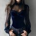 Elegant Women's Clothing Top With Mesh Patchwork Hollow Out Flared Sleeves And Tie Waist New Arrival Spring/Autumn_ecoleips.com