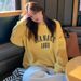 Autumn Korean-Style College-Inspired Letter-Print Oversized Round-Neck Hoodie Women's Long-Sleeve Tops Wholesale_ecoleips.com