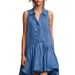 Women's Solid Color Sleeveless Ruffle Patchwork Pleated Skirt Single Breasted Shirt Collar Summer New_ecoleips.com
