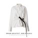 New Pleated Waist Shirt White Casual Design Belt Fashion Temperament Midi Top_ecoleips.com