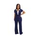 Women's Clothing Spring And Summer Leisure Suit Polo Collar Top High Waist Wide Leg Pants Contrast Color Leisure Two Piece Suit_ecoleips.com