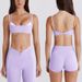 Women's Color Block Faux Two-Piece Set with White Striped Running Pants And Twisted Halter Neck Sports Bra Yoga Outfit_ecoleips.com