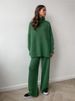 K High Neck Split Sweater Set For Women, Loose And Casual, Lazy Knitted Pants Two-piece Set_ecoleips.com