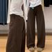 Retro American Brown Curved Jeans plus Size Women Straight Leg Slimming Wide Leg Pants for Pear Shaped Figures Autumn Style_ecoleips.com