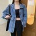 K Women's New Loose Cowboy Jacket; Versatile Student Original Vintage Long-sleeved Top_ecoleips.com
