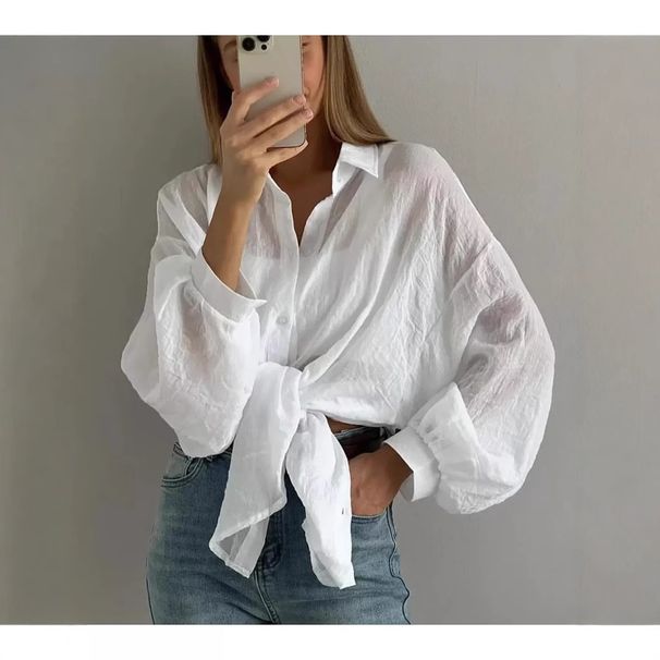 Women's Casual Fashion Solid Color Shirt New Hot Selling Russian Style Clothing Top_ecoleips.com