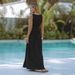 Women's Clothing Trend New Fashion Sexy Sleeveless Pleated Slim Waist Dress Solid Color Dress_ecoleips.com
