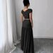 Women's Clothing 2025 Summer New Solid Color Off-Shoulder Top With Waist-Cinching Pleated Patchwork Skirt Two-Piece Set_ecoleips.com