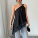Summer New Style Asymmetrical Loose Vest for Women with Metal Buckle And Lace Trim European American Cross Border Top_ecoleips.com