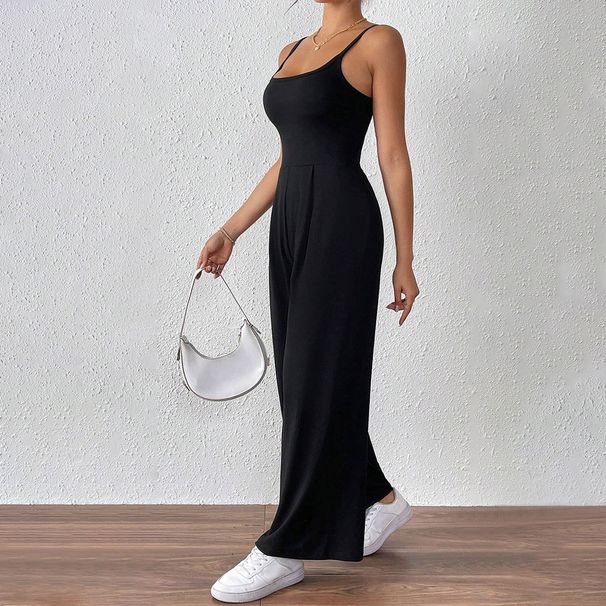 Voya Hot Selling Women's Spring And Summer Simple And Elegant Jumpsuit, Sexy Backless Camisole Jumpsuit Pants_ecoleips.com