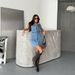 Women's Clothing New Summer Elastic Mid Length Retro Slim Fit Single Breasted Sleeveless Hip Wrapped One Step Denim Dress_ecoleips.com