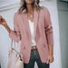 Single-Button Blazer For Women - Fall Office Casual Jacket With Notch Lapel & Functional Pockets, Stretch Polyester Blend In 10 Colors_ecoleips.com