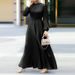 Women's Clothing Women's Muslim style round neck long sleeved belted waist slimming fashionable elegant robe loose dress dress_ecoleips.com