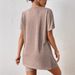 Women's Casual Solid Color Two Piece Set with Bat Sleeve round Neck T-Shirt And Tight Shorts Comfortable Slit Design_ecoleips.com