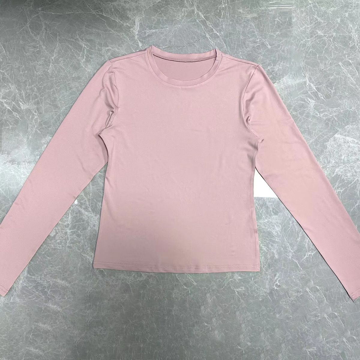 Women's Slim Fit Long Sleeve T-Shirt – Soft Polyester Solid Color Top For Streetwear & Layering (60+ Colors) – Minimalist Office & Casual Outfit_ecoleips.com