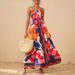 Women's Elegant Print Dress European American Style 2025 New Cross Border Fashion Slimming Sleeveless Cinched Waist Design_ecoleips.com