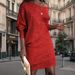 Verve New Women's Fashion Solid Color Asymmetric Shoulder Long Sleeve Short Sequin Dress Gown_ecoleips.com