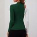 2026 Elegant Color-Block Stand-Up Collar T-Shirt, Slim-Fit Long-Sleeve Top For Women, Stylish Commuting Design_ecoleips.com