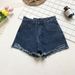 Summer Style High-Waisted Loose Fit Frayed Denim Shorts for Women Korean plus Size Slimming Wide Leg Hot Pants_ecoleips.com