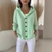 Women's Clothing Cozy Hooded Knit Cardigan Women's Oversized Loungewear Sweater Coat For Autumn Winter_ecoleips.com