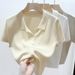 Women's Clothing Thin Sweater Slimming Short Sleeves Solid Color Versatile Short Cardigan Top_ecoleips.com