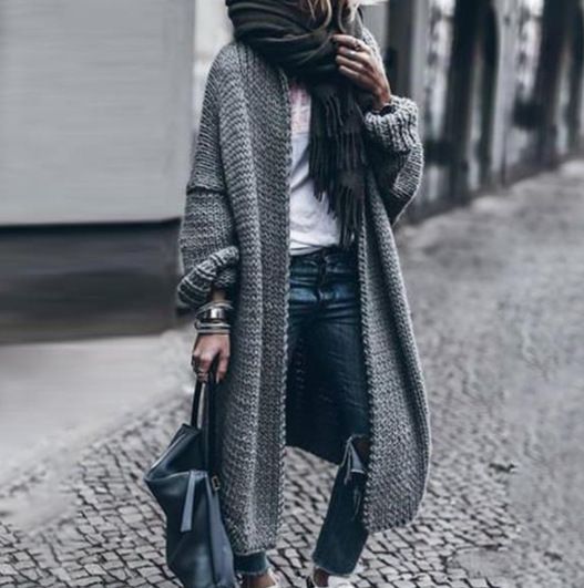 Chunky Knit Cardigan – Oversized Longline Open Front Coatigan (S-5XL, 10 Colors, Poly-Acrylic Blend, Fall/Winter Essential)_ecoleips.com
