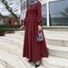 Women's Clothing Middle East Leisure Loose Solid Color Belt Zipper Muslim Long Dress Long Skirt_ecoleips.com