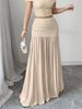 Women's Clothing Summer New Arrival Women's Elegant Solid Color Pleated Long Skirt_ecoleips.com