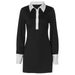 Women's Clothing Slim Fit Short Dress Color Blocked Polo Collar Elegant Autumn Fashion New Arrival_ecoleips.com