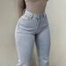 Women's Clothing High Elasticity Flared Jeans, Solid Color Denim, Street Style, Pockets, Slim Fit, Commuter Trousers, Women's._ecoleips.com