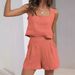 Verve 2024 New Women's 2-Piece Casual Set Square Neck Shorts Sleeveless Top Vest_ecoleips.com