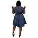 Summer Casual Fashion Belted Denim Dress Solid Color Short Sleeved Women's Clothing European And American Style_ecoleips.com