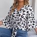 Real Shot Of The New 2026 Spring-summer European And American Casual Leopard Print Tie-up Chiffon Blouse,_ecoleips.com