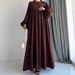 Muslim Dress Women Elegant Middle Eastern Muslim Abaya – Flowy Skirt Modest Dress For Women (S-XXL)_ecoleips.com