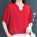 Artistic And Retro Summer Mom's Top, Cotton And Linen Short-Sleeved, Fashionable, Large-Sized, Embroidered And Versatile_ecoleips.com