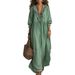 Women's Clothing Striped Ruffled Loose High Waisted V Neck Casual Fashion Dress For Women For Formal & Casual For Women_ecoleips.com