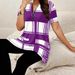 Women's Clothing Large Size Women's Clothing Contrast Color Striped Button Shirt Digital Printing Top_ecoleips.com