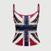 Summer Women's Sleeveless Vest Top Rhinestone National Flag Print Slim Fit Sexy Camisole Cross Border Wholesale_ecoleips.com